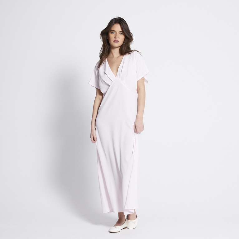 V-neck crepe dress "Selena" Light Pink